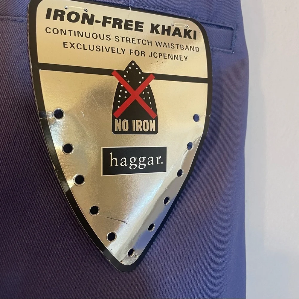 Haggar blue indigo Dress Pants. Pleat cuff. NEW. Size 38waist/34 length. No iron - Picture 5 of 6